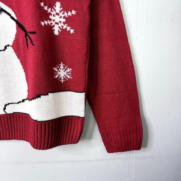 Burgundy Red Snowman with Scaft Christmas Holiday Winter Sweater Women's Size XL - Picture 6 of 11